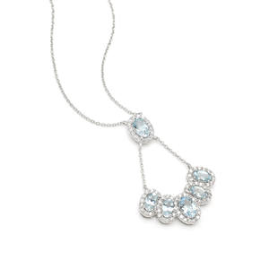 Collar con Colgante de Aguamarina Ovalada de 1.53 Ct, Cadena de Oro Blanco Sólido de 14k con Múltiples Diamantes en Halo, Collar para Mujer con Envío Rápido - Product Image 4