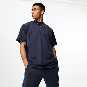 T-shirt personnalisé délavé à l'acide pour hommes de grande taille 100% Chemise vierge en coton épais de style vintage pour hommes pour votre logo de conception - Product Image 3