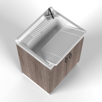Lavabos de salle de bain en chêne de marque italienne, 100% moulage par injection, en PVC+PP écologique, avec kit de vidange complet, résistants aux détergents et aux acides, hauteur standard