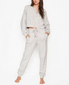 Conjuntos de Dos Piezas de Sudadera con Capucha y Pantalones Deportivos de Felpa para Mujer, Tallas Grandes, Casuales, Color Sólido, Tendencia Primavera 2026, Ecológicos, 100% Algodón - Product Image 6