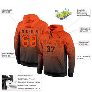 Directo industria venta al por mayor 3D bordado personalizado cosido negro naranja se desvanecen moda deportes pulóver Sudadera con capucha - Product Image 2