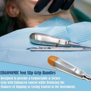 ชุดเครื่องมือถอนรากฟันสแตนเลสคุณภาพระดับมืออาชีพ พรีเมียม 13 ตำแหน่งขากรรไกร ได้รับการรับรองมาตรฐาน CE พร้อมด้ามจับแบบดีลักซ์ - Product Image 3