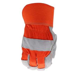 Gants de travail robustes avec double paume en cuir de vachette, support en toile haute durabilité résistant à l'abrasion manchette de sécurité étendue - Product Image 3