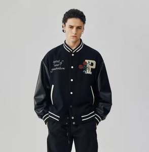 Chaquetas universitarias de béisbol de alta calidad OEM para hombre, chaqueta fina de moda con decoración bordada, ropa larga - Product Image 4