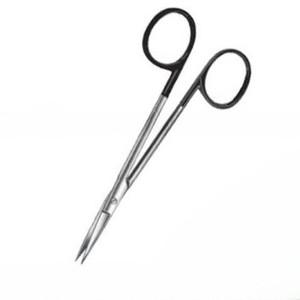 Ciseaux professionnels de haute qualité Super Cut Sharp Iris droit rond Patren 10.5cm en acier inoxydable argent avec finition noire - Product Image 5