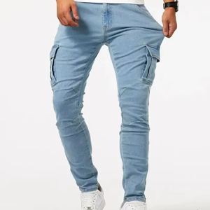 Jeans de travail utilitaires les plus vendus pour hommes pantalon en denim décontracté à poches multiples coupe confortable et durable - Product Image 1