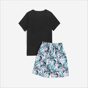 Ensemble deux pièces pour hommes personnalisé unisexe surdimensionné T-shirt vintage délavé à l'acide et short Hip Hop tenue Streetwear pour l'été - Product Image 2