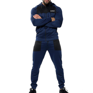 Tissu confortable pour hommes, survêtement à fermeture éclair avec manches longues pour les commandes en gros, vêtements décontractés, design bicolore pour hommes - Product Image 1