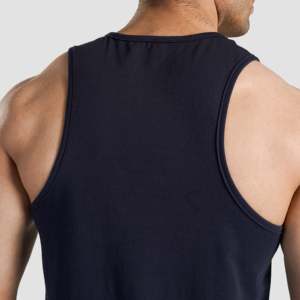Energy Rise Tank <b>Top</b> for Men Navy Regular Fit 100% Cotton Breathable Hood Collar Bodybuilding & Muscle Style Gym Vest Size XL - Product Image 5