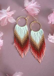 Boho ต่างหูลูกปัดด้วยการออกแบบสีฟ้าครามแอนดี้ cascading Fringe, เครื่องประดับของขวัญที่ไม่ซ้ำกัน - Product Image 4