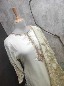 Seda rusa indio étnico boda Festival Pooja Lehenga Choli mujeres Salwar Kameez espejo trabajo hecho a mano vestido de novia incluye - Product Image 5