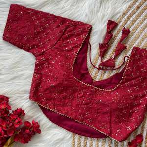 Look élégant Collection Premium Couleur étonnante Nouveau Designer Mono Soie Avec Séquence Travail blouse Femme Fabricant De Mode - Product Image 2