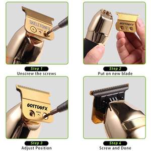 Lames de rechange en acier inoxydable pour tondeuses à cheveux, à espacement zéro, compatibles avec la langue française pour la coupe de cheveux - Product Image 2