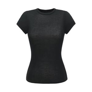 T-shirt de sport gris à manches courtes, coupe slim basique, pour femme, avec logo personnalisé, prix usine Chine, Bangladesh - Product Image 2