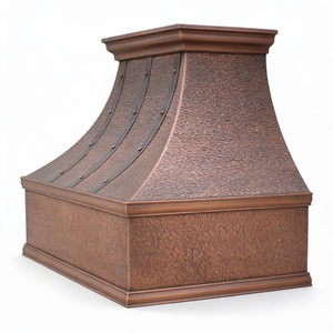 Handgesmeed 16 gauge koperen belvormige architectonische kap, op maat gemaakt voor wandmontage, voor luxe villakeukens - Product Image 3