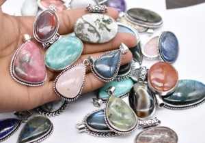 20 Pcs Gemstone Pendant Lots <b>Oxidized</b> Silver Plated Jewelry Designer Necklace Pendant Mix Lot For Women. Mix Color Gemstone - Product Image 5