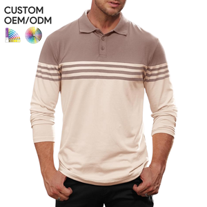 Camisas de Manga Larga para Hombre de Alta Calidad, Corte Ajustado, 100% Algodón, Bloques de Color, Rayas, Tejido de Punto Transpirable, OEM ODM - Product Image 1