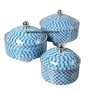 Juego de dos calentadores de comida de metal con acabado dorado, cazuela de diseñador de forma redonda, superventas, olla caliente de metal nueva de lujo - Product Image 6