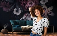 Murals Muraux Photo Allemagne – Motifs Floraux Noir Rouge Blanc Vert – Vinyle Non Tissé – Chambre, Hôpital, Salle à Manger, Salle de Sport – 3.71x2.80m – Style Moderne