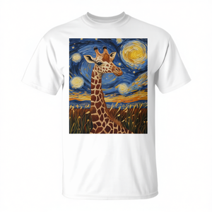 T-shirt Promozionale Stile Van Gogh con Giraffa Africana e Notte Stellata di Van Gogh - Product Image 2