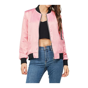 Chaqueta Universitaria de Punto de Poliéster Satinado 100% de Alta Calidad con Logotipo Personalizado al por Mayor, Impermeable y Transpirable para Mujer - Product Image 3