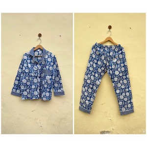 Pijama de algodón puro 100% indio, Conjunto de pijama de algodón suave para mujer con pantalones y camisas estampados únicos, vestido de talla XS - Product Image 2