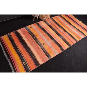 Tapis traditionnel en laine marron orange 3.4X8 pieds classique Vintage Design turc Patchwork 10mm peluche Latex Rectangle couloir chambre - Product Image 2