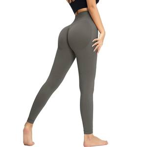 Leggings de yoga sur mesure pour femmes, vêtements de sport de couleur unie à la mode, prix de gros, vente à chaud - Product Image 5