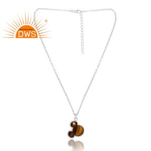 Diseño de tendencia, collar con colgante de piedras preciosas amarillas de ojo de tigre Natural de Plata de Ley 925, joyería personalizada para mujer, regalo para ella - Product Image 1