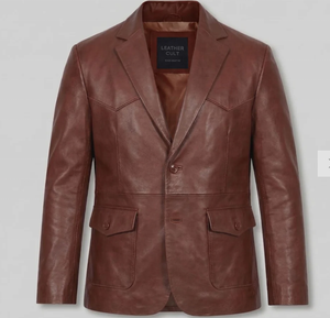Blouson moto homme en cuir véritable rouge et blanc, col montant, fermeture éclair, respirant, pour l'hiver, avec logo avant, style vintage - Product Image 3