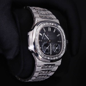 นาฬิกาข้อมือสไตล์ฮิปฮอปอัตโนมัติประดับเพชรทำจากสเตนเลสสตีลตัดเหลี่ยมแฟชั่นสำหรับผู้ชาย - Product Image 4