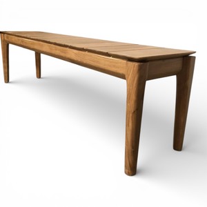 Banc de jardin moderne et durable en teck, 4 places, design à lattes, résistant aux intempéries, écologique, pour usage extérieur, centres commerciaux, hôpitaux - Product Image 6