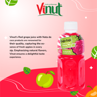 Jus de raisin rouge premium avec purée de nata de coco, bouteille PET 11 fl oz, vente en gros, fournisseurs de jus de fruits VINUT