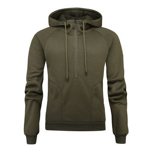 2025 Logotipo personalizado Sudaderas con capucha en blanco para hombre Venta al por mayor Hombres Calle de gran tamaño 100% Poliéster Sudadera con capucha negra con media cremallera - Product Image 3