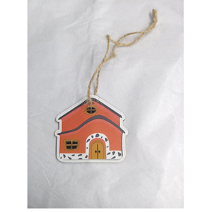 Adorno de Metal de casa roja, árbol de Navidad, hogar, oficina, decoración colgante, adornos de porcelana en forma de estrella de Navidad, manualidades - Product Image 2