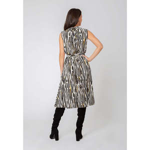 Abito Leota da donna XS senza maniche Mindy, bianco zebrato, casual, elegante, lavabile, al ginocchio, per occasioni da club - Product Image 2