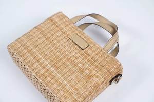 Bolso de mano de estilo bohemio inglés para mujer, bolso de playa rectangular con cremallera, paja de jacinto de agua con cierre minimalista de Normcore - Product Image 2