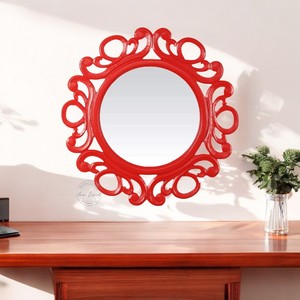 Elegante espejo de pared redondo con marco adornado Estilo vintage Ideal para la decoración del hogar Sala de estar o dormitorio Acento - Product Image 3