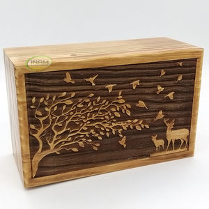 Fournitures funéraires de qualité supérieure, urne de crémation pour adultes, Design d'arbre, d'oiseau et de cerf, urne funérailles adaptée au cimetière - Product Image 1