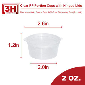 Vasos para soufflé con tapa abatible de 3H y 2 oz (1000 unidades/caja), vasos de PP a prueba de fugas para salsas, delicateses y comida para llevar. - Product Image 2