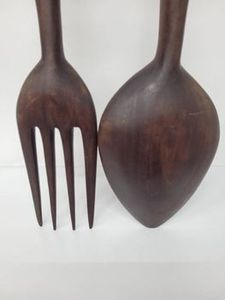 Juego de cubiertos de madera marrón oscuro de diseñador con acabado natural perfecto para vajilla de hotel y postres cubiertos cucharas cubiertos - Product Image 4