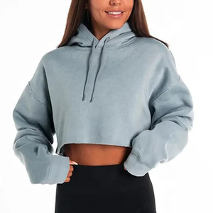 Sudaderas Cortas de Forro Polar para Mujer, Estilo Urbano, Color Sólido, Secado Rápido, Transpirables, Impresión Personalizada, Precio de Fábrica - Product Image 5
