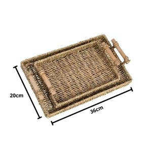 ถาดเสิร์ฟหญ้าทะเลปลอดสารพิษถาดสี่เหลี่ยมพร้อมที่จับไม้ราคาที่ดีที่สุดสำหรับผลไม้แห้งและการจัดระเบียบที่บ้าน - Product Image 2