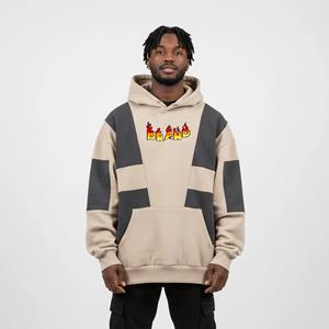 Sweat à capuche court en flanelle et tissu en molleton français, streetwear personnalisé, 100% coton, hiver pour hommes - Product Image 1