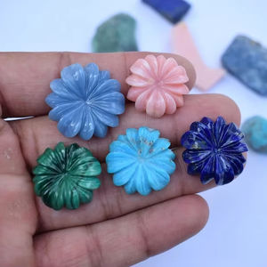 ดอกไม้อัญมณีสีเหลืองธรรมชาติแกะสลักทำด้วยมือพร้อมเล่นสีสำหรับทำเครื่องประดับ - Product Image 1