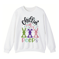 Sweat-shirt décontracté à col rond côtelé rose, personnalisé en gros, pour l'hiver et Pâques, à manches longues, écologique, pour la saison hivernale