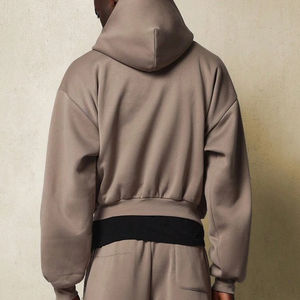 Sudadera con capucha de calidad superior para hombre, jersey de manga larga, botones de gran tamaño, hombro caído, patrón sólido, tejido de punto, teñido liso, Invierno - Product Image 2