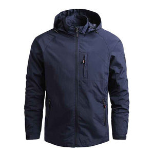 Veste coupe-vent imperméable pour homme, multi-panneaux, à capuche, pour la randonnée en plein air, veste de pluie légère, fermeture éclair, vêtements de sport, streetwear - Product Image 1