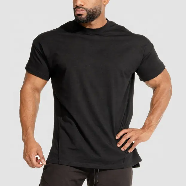 OEM Großhandel Custom Design Männer Fitness studio T-Shirt Leichte 100% Baumwolle Casual Gym Wear Loose Sportswear Fitness-Studio T-Shirt für Männer