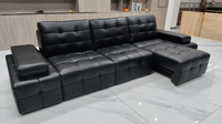 Modernes Italienisches Luxus-Sofa-Set aus Echtem Schwarzem Leder, Modulares Getuftetes Ecksofa mit Schaumstoffgefüllten Sitzen für Apartments